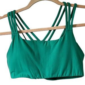 Athleta Lined Green Crisscross Bra Sz Small